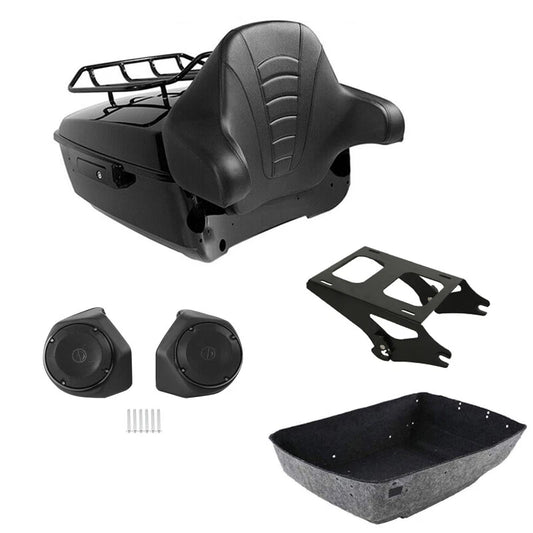 King Trunk Rack Backrest Pad Speakers Mount Fit For Harley Electra Glide 2014-26