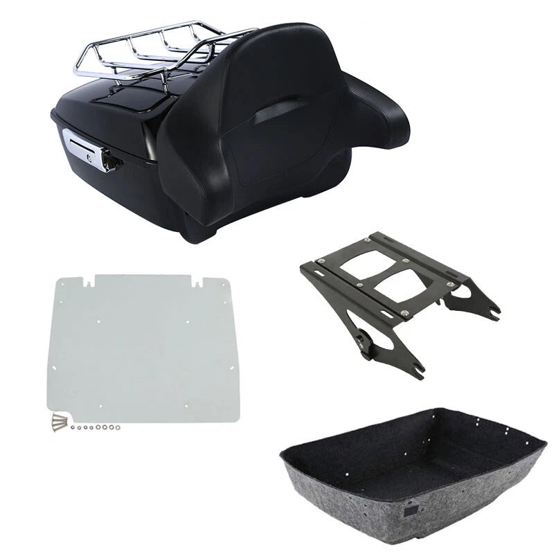 King Trunk Backrest Pad Rack Mount Plate Fit For Harley Street Road Glide 14-26
