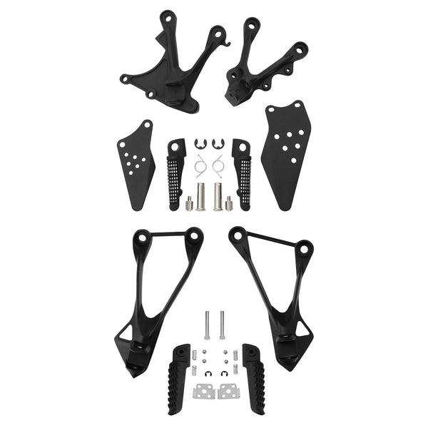 Driver & Passenger Footpegs Footrest Bracket Fit For Kawasaki Ninja ZX6R 2005-08