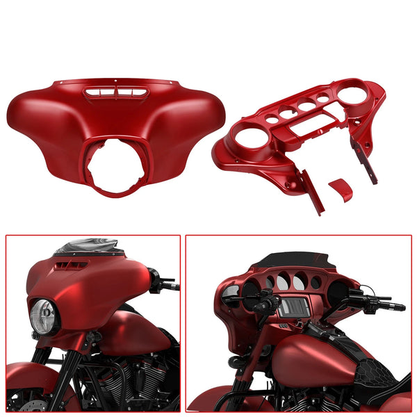 Inner Outer Batwing Fairing Fit For Harley Street Glide 14-23 Wicked Red Denim