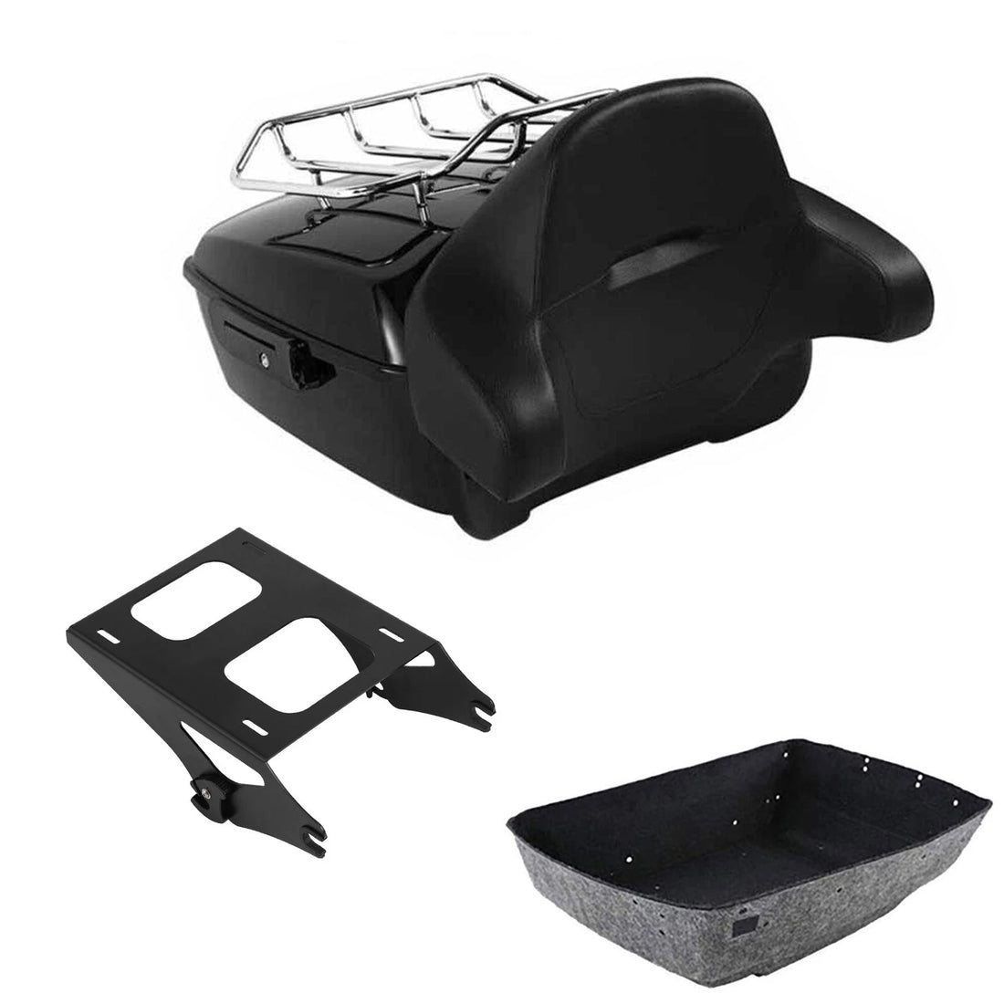 King Trunk Luggage Pad Backrest Mount Rack Fit For Harley Electra Glide 2014-26