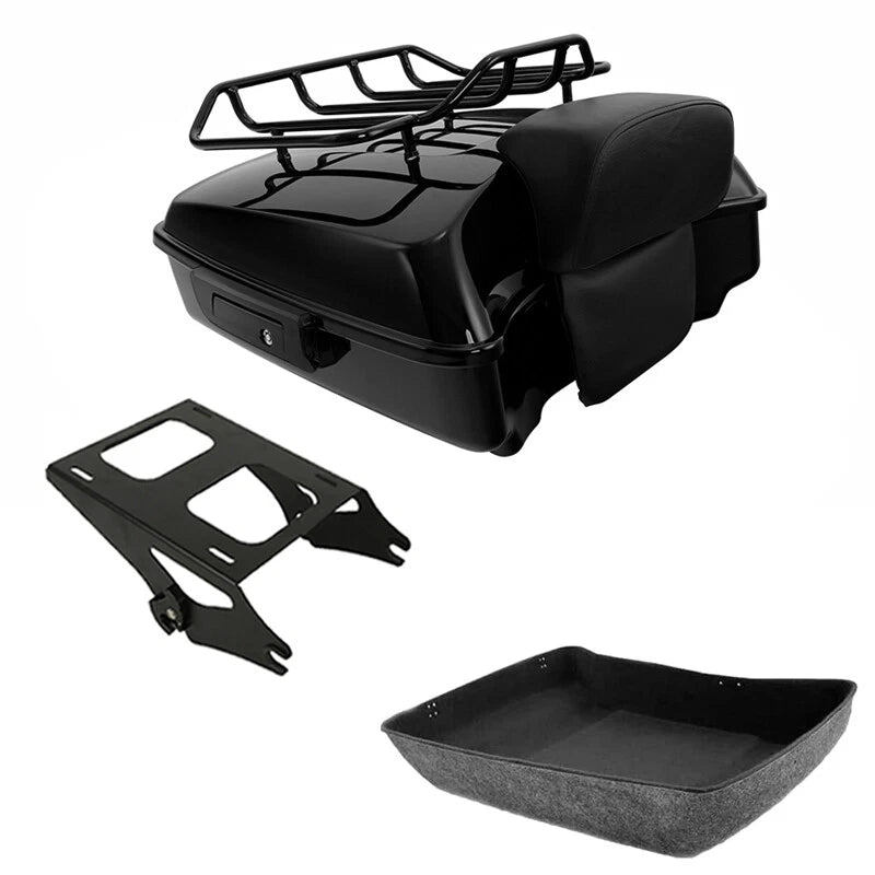 Black Chopped Trunk Backrest Mount Fit For Harley Touring Street Glide 2014-2026