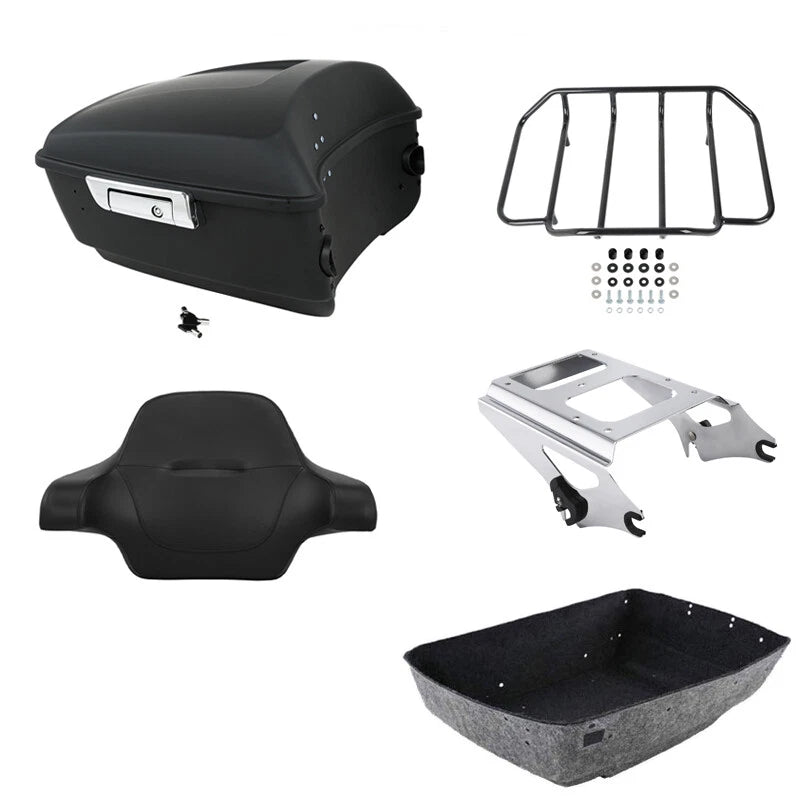 Matte Black King Trunk Pad Rack Mount Fit For Harley Touring 09-13