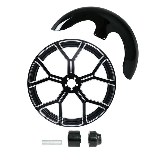 23" Wheel Rim Single Disc Hub Front Fender Fit For Harley Street Glide 2008-2024