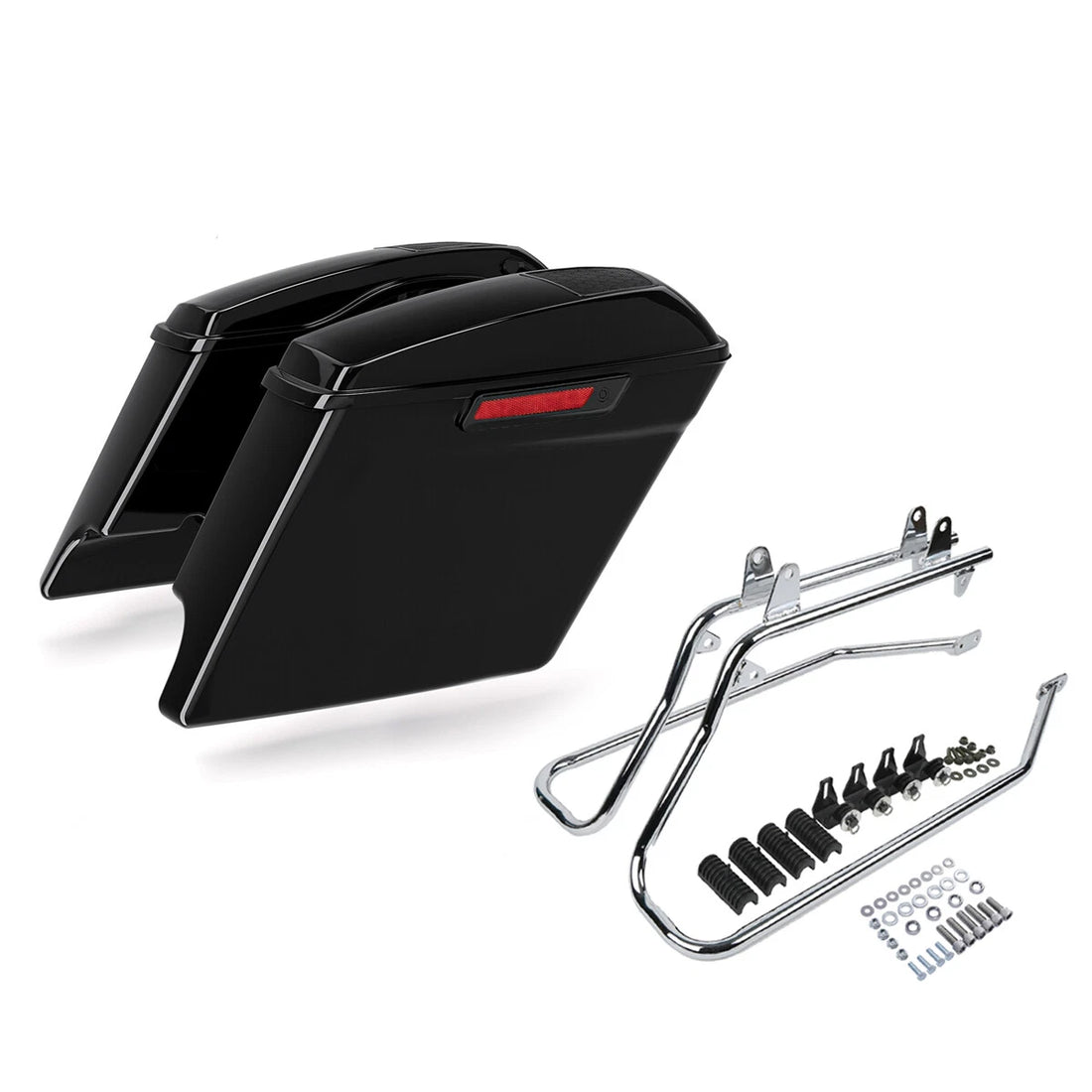 5" Stretched Hard Saddlebags & Bracket Fit For Harley Softail Fat Boy 1984-2017