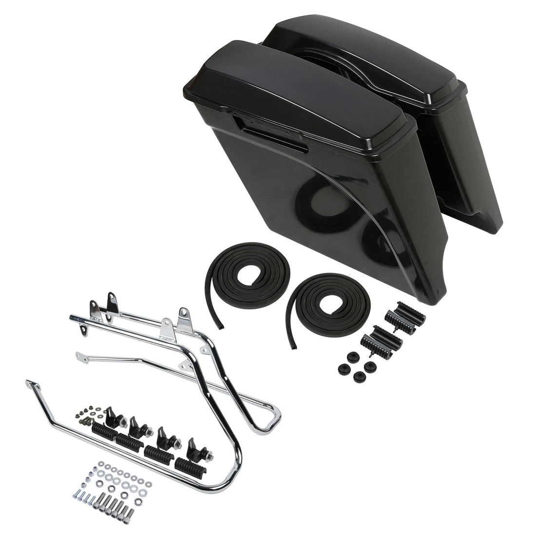 Unpainted 5" Stretched Saddlebags & Brackets Fit For Harley Softail Fatboy 84-17