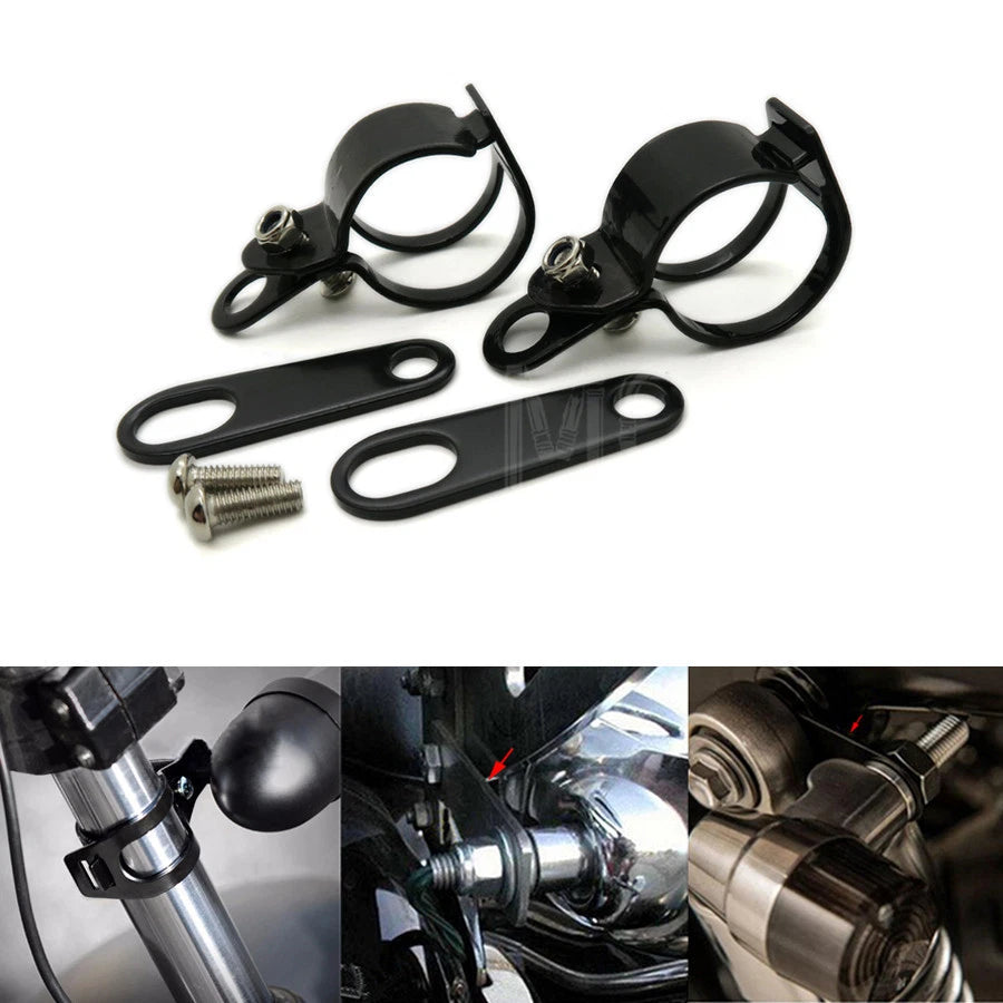 Motorcycle Turn Signal Relocater Holder Fork Clamps Shock Bracket For Cafe Racer