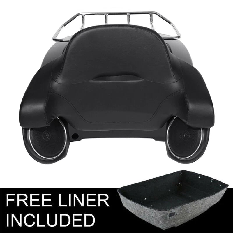 Matte Black King Trunk Luggage Rack Speakers Fit For Harley Street Glide 2014-26