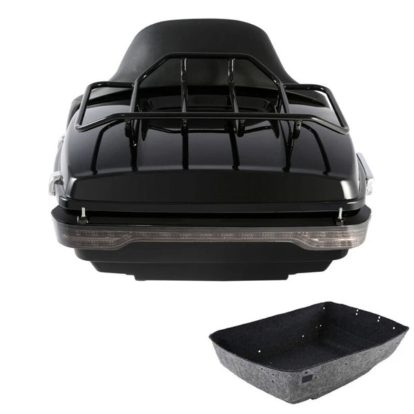 King Trunk Backrest Pad Rack LED Light Fit For Harley Touring Road Glide 14-2026