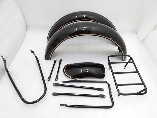 fit for Norton 16H Black Painted Mudguard Set & Stays With Dual Line