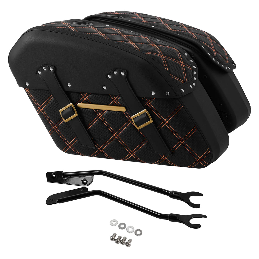 Black+Orange Saddlebags Fit For Harley Fat Boy Flfb Flfbs Breakout Fxbr 18-24 23