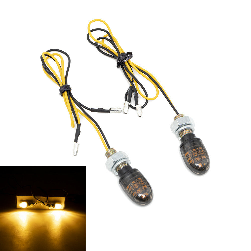 2pcs 8mm Mini Motorcycle LED Turn Signal Indicators Light Amber Blinker Lamp E24