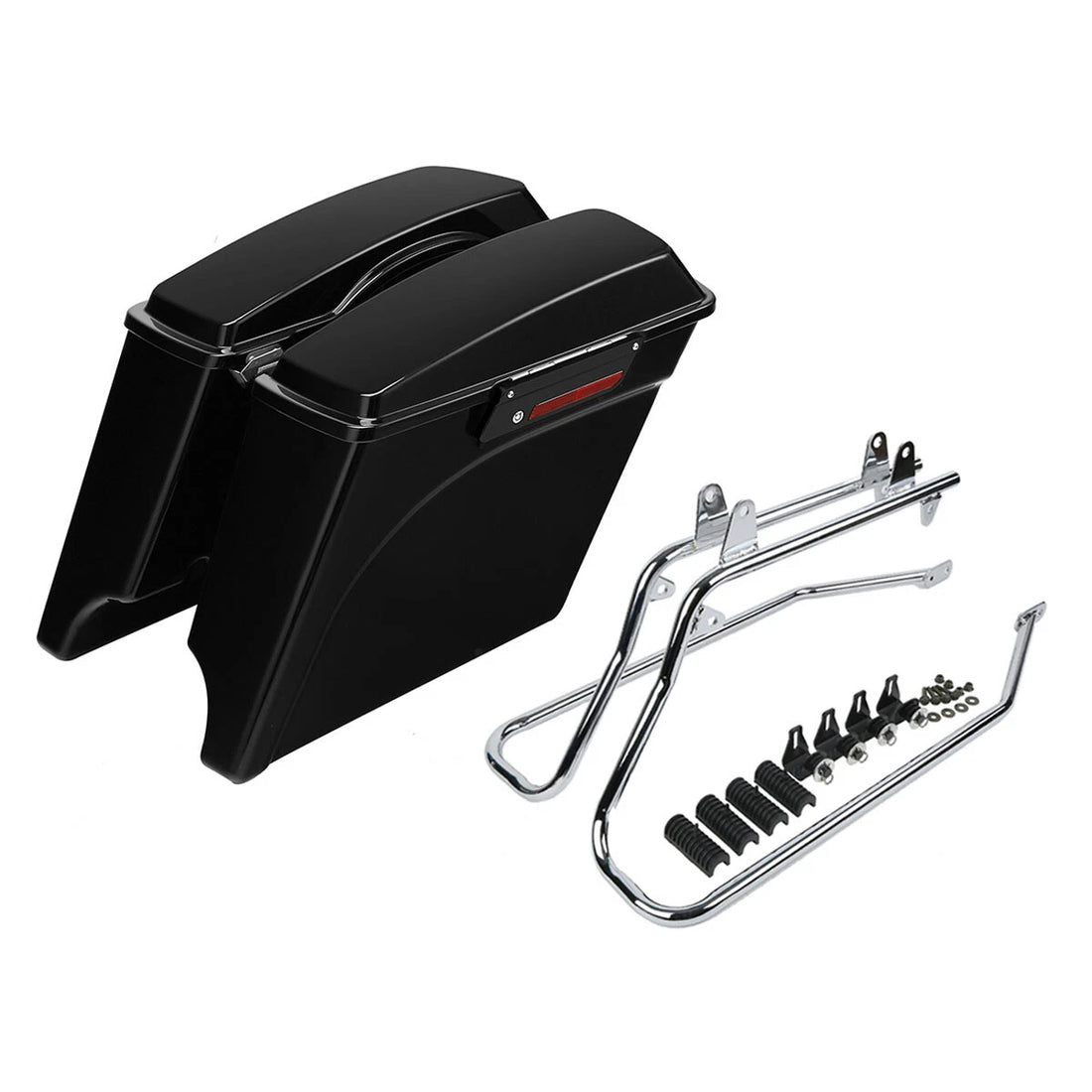 5" Extended Hard Saddlebags Saddle Bags & Softail Conversion Brackets For Harley