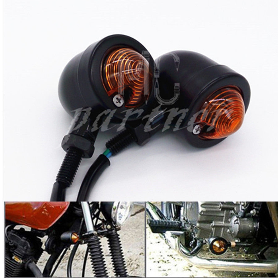 4 x Black Motorcycle Bullet Turn Signal Amber Light Indicator Blinker For Harley