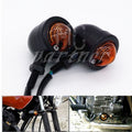 4 x Black Motorcycle Bullet Turn Signal Amber Light Indicator Blinker For Harley