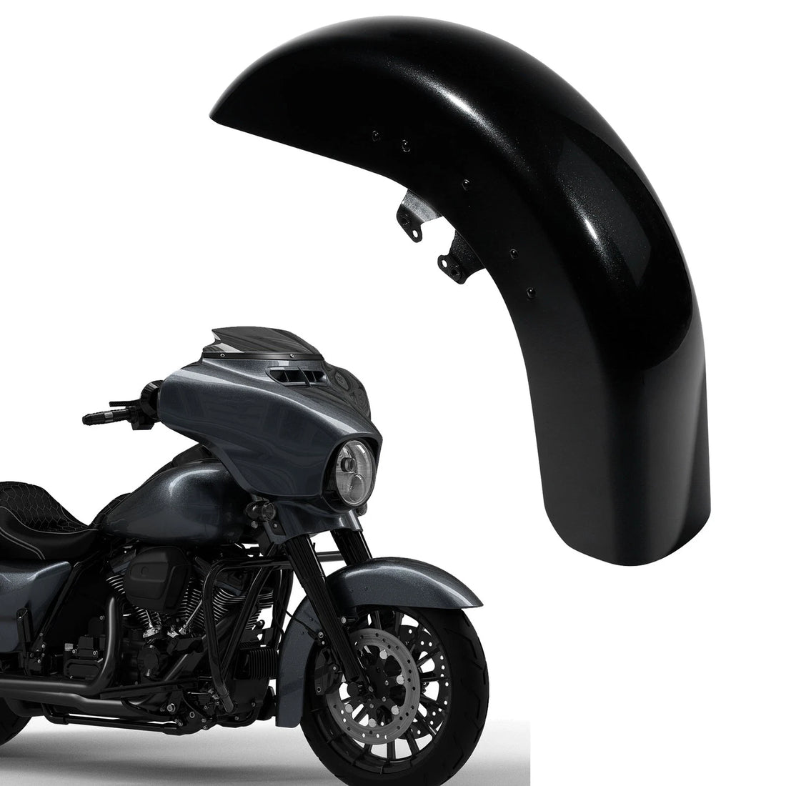 Fit For Harley Touring Road Glide Fltrx 2014-2023 Black Tempest Front Fender