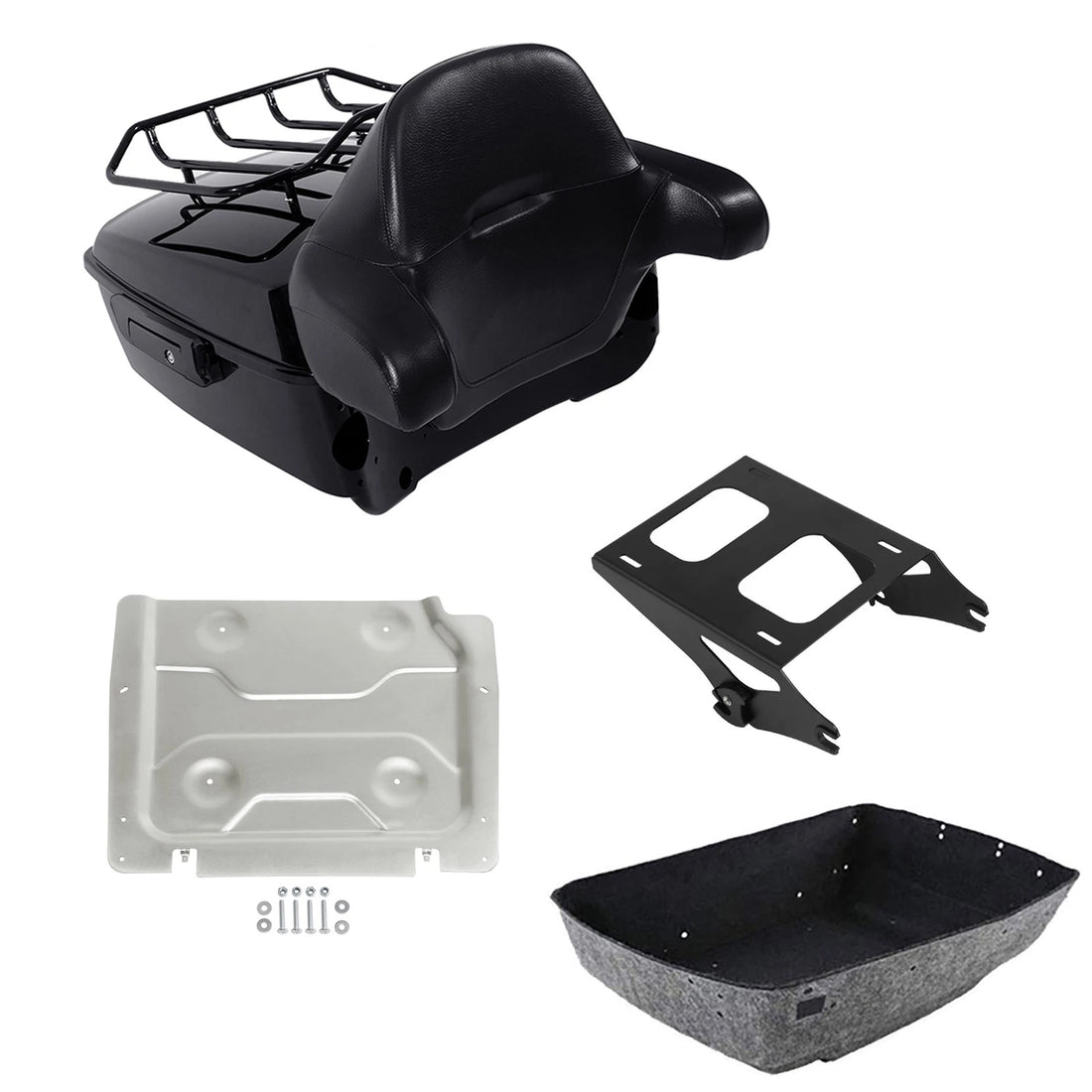 King Trunk Backrest Pad Mount Rack Plate Fit For Harley Touring Road Glide 14-26