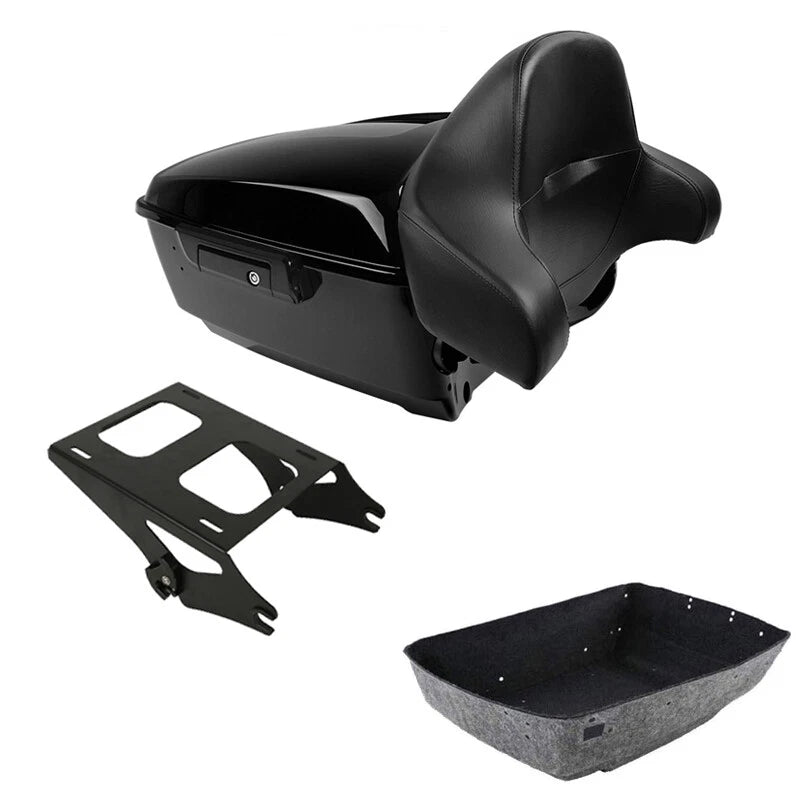 King Trunk Black Backrest Mount Rack Fits For Harley Touring Street Glide 14-26