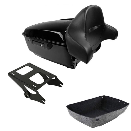 King Trunk Black Backrest Mount Rack Fits For Harley Touring Street Glide 14-26