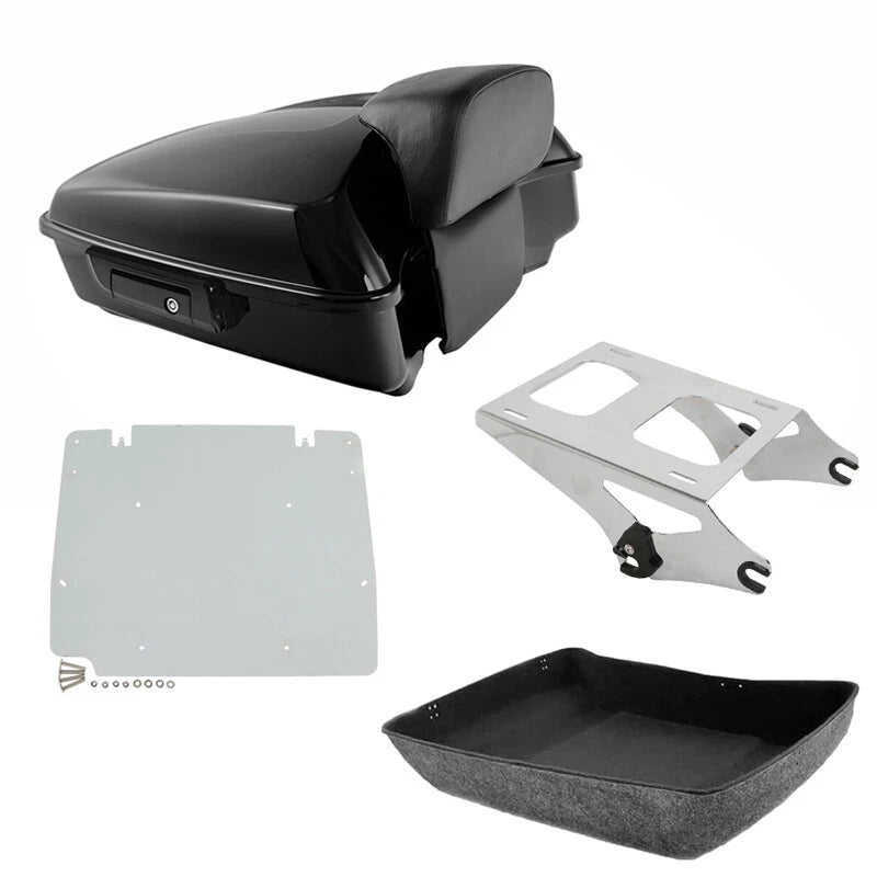 Chopped Trunk Backrest Two Up Mount Plate Fit For Harley Touring Road King 14-26