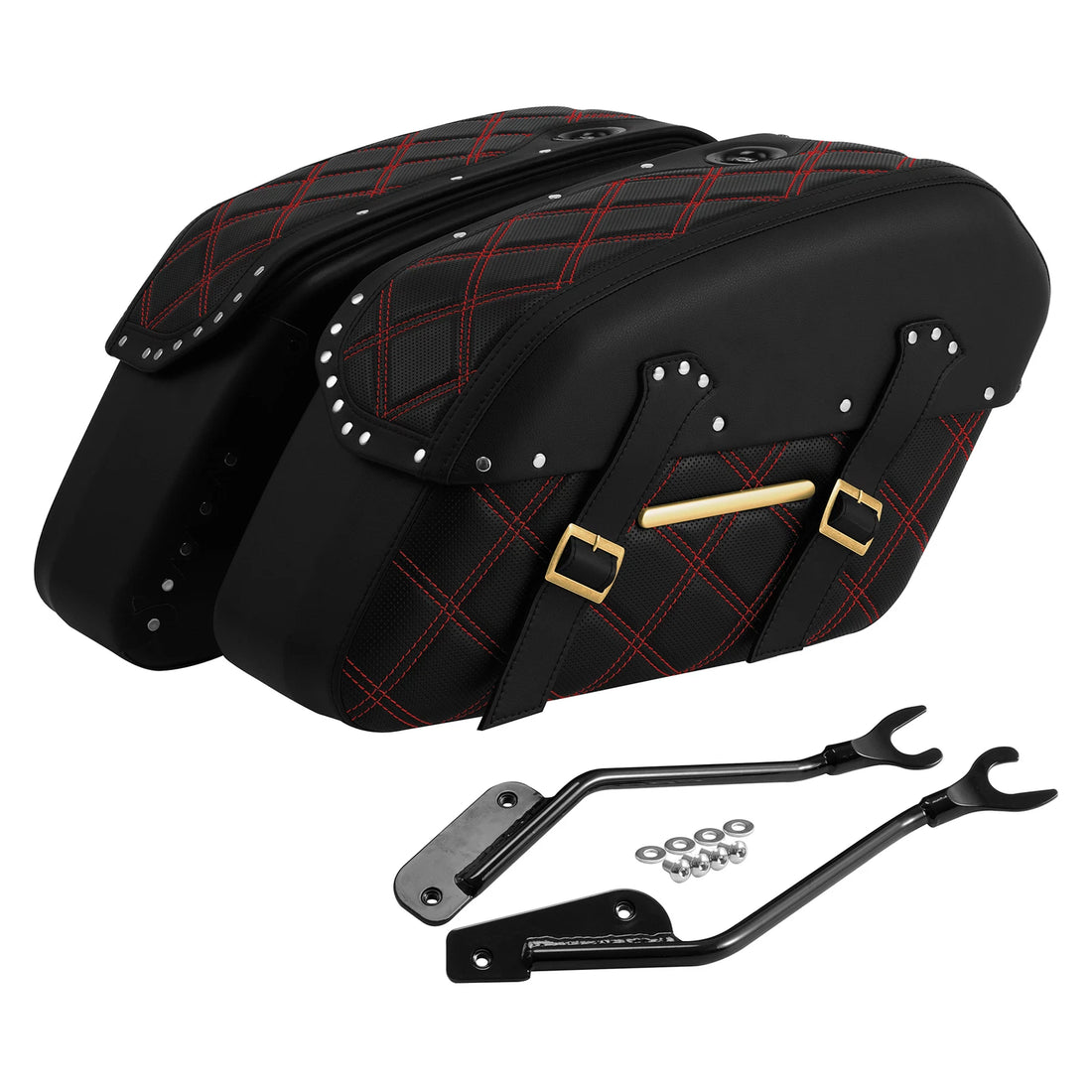 Saddlebags Fit For Harley Softail Fat Boy Breakout 2018-2025 Black+Red