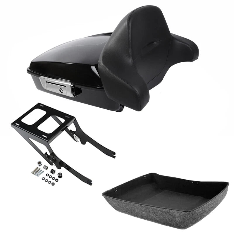 Black Chopped Trunk Backrest Mount Fit For Harley Softail Heritage Classic 18-26