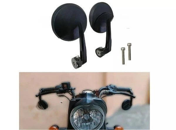 Fit For Royal Enfield GT & Interceptor 650 "Black Bar End Rear View Mirror Pair"