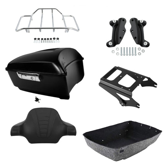 Matte Black King Trunk Backrest Mount Rack Docking Fit For Harley Touring 09-13