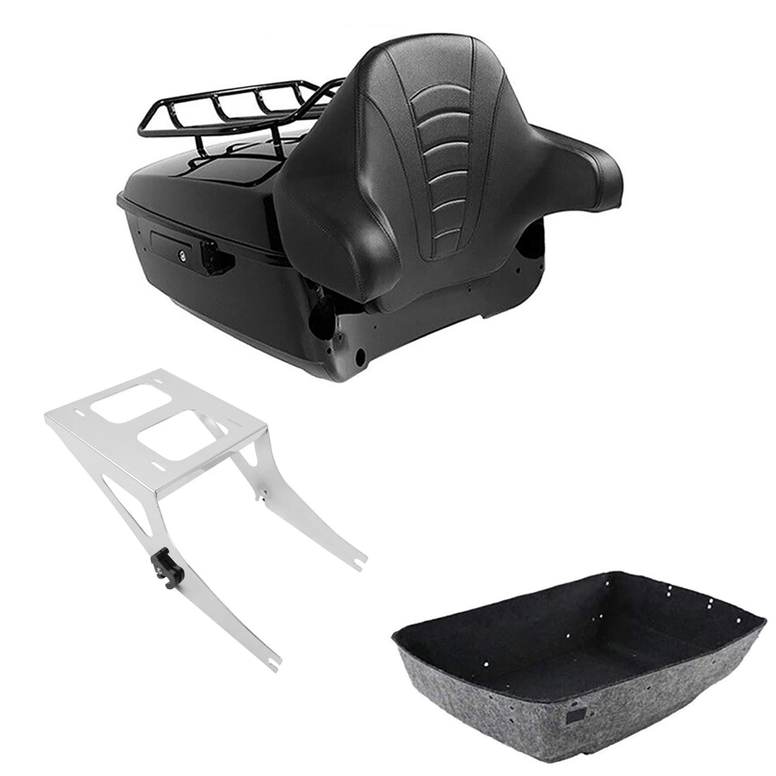 King Trunk Luggage Backrest Two-Up Mount Rack Fit For Harley Fatboy Flstf 08-17