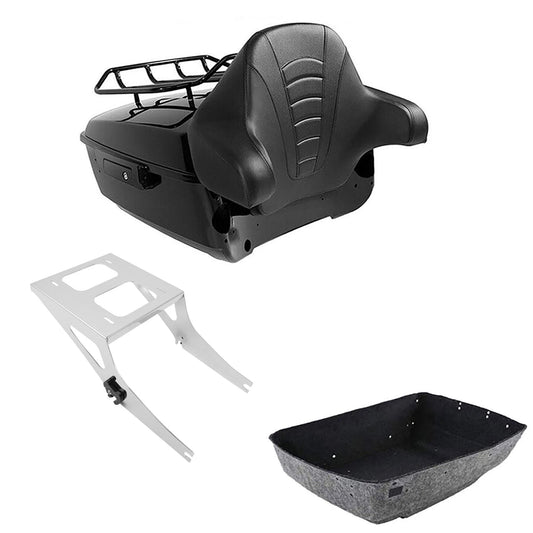 King Trunk Luggage Backrest Two-Up Mount Rack Fit For Harley Fatboy Flstf 08-17