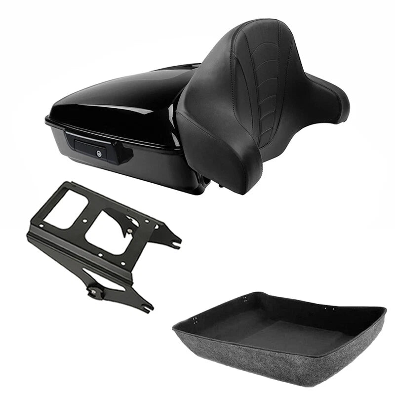 Black Chopped Trunk Pad Mount Fit For Harley Touring Road Glide 2009-2013