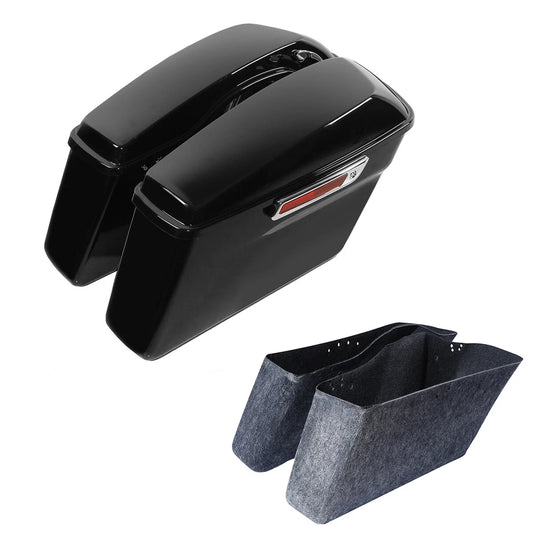 Vivid Black Hard Saddlebags Fit For Harley Electra Street Road Glide 2014-2024