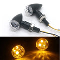 Black Metal LED Mini Bullet Clear Spherical Lens Turn Signal Indicators Light