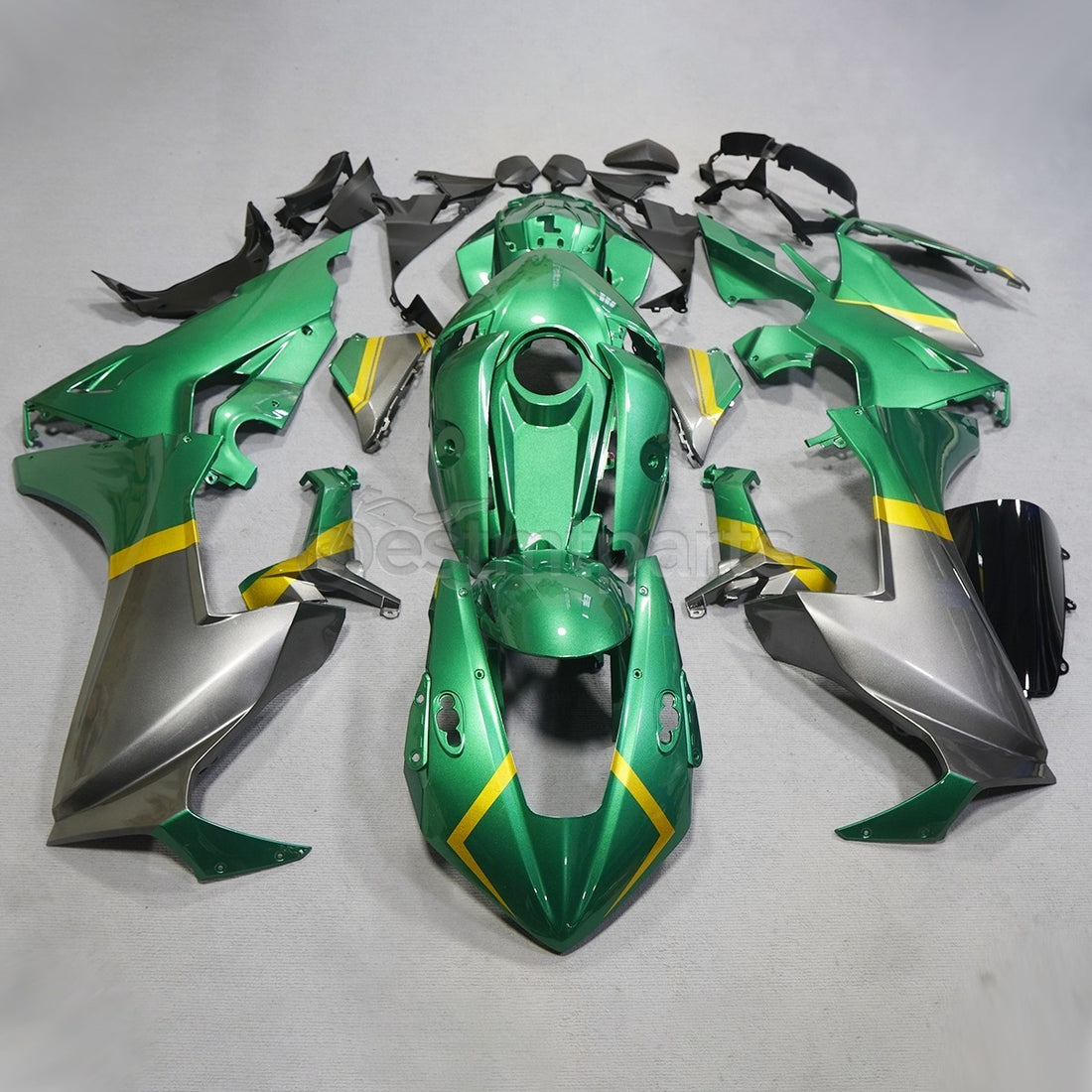 Gloss Emerald Green & Silver with Gold Fairing Kit for Honda CBR1000RR 2017-2025
