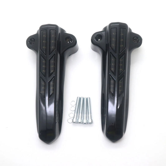 Red LED Light Front Lower Fork Leg Black Covers For Harley Flhr Flht Flhx 14-17