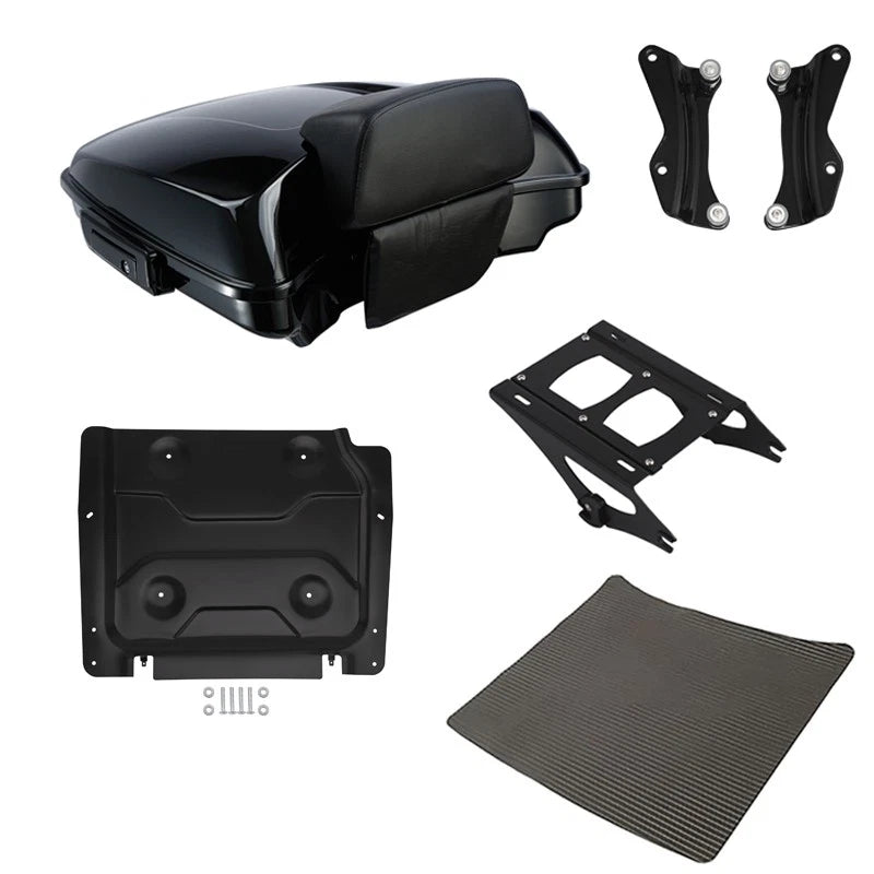 Black Razor Trunk Backrest Rack Docking Plate Fit For Harley Street Glide '14-26