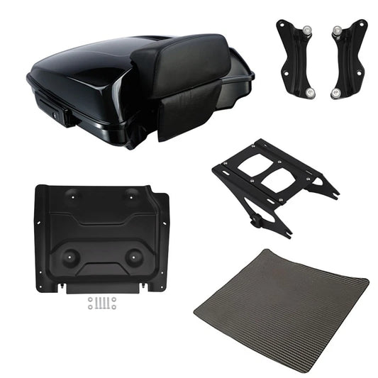 Black Razor Trunk Backrest Rack Docking Plate Fit For Harley Street Glide '14-26