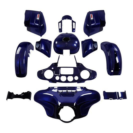 Fairing Body Work Kit Fit For Harley Street Glide 14-24 Zephyr Blue/Black Sunglo