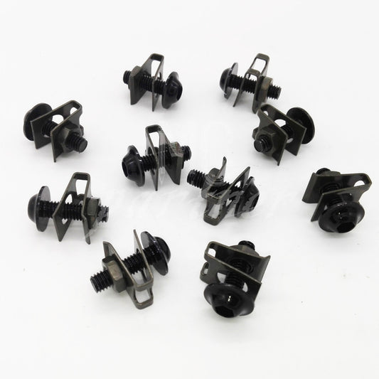 10 x Black M6 6mm Aluminum Fairing Bolts Kit Body Fastener Clip Screw Sportbike