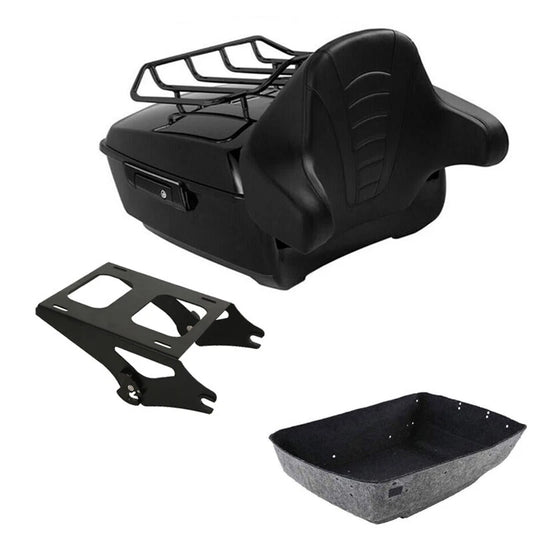 Black King Trunk Backrest Pad Mount Luggage Rack Fit For Harley Touring 2014-26