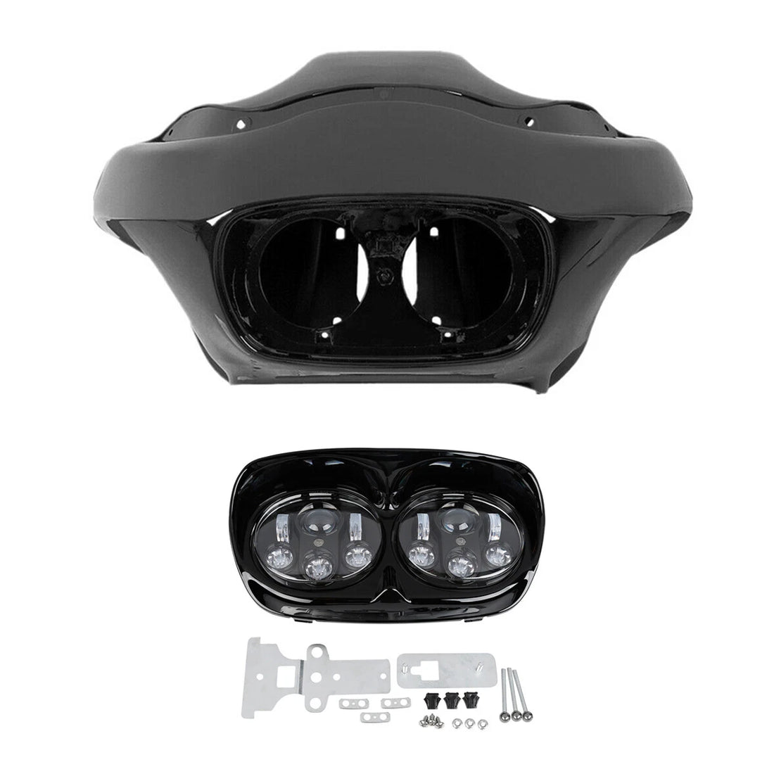 Matte Inne & Outer Fairing LED Headlight Fit For Harley Road Glide 1998-2013 12