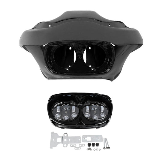 Matte Inne & Outer Fairing LED Headlight Fit For Harley Road Glide 1998-2013 12