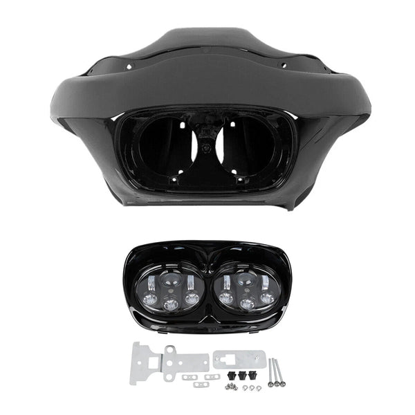 Matte Inne & Outer Fairing LED Headlight Fit For Harley Road Glide 1998-2013 12