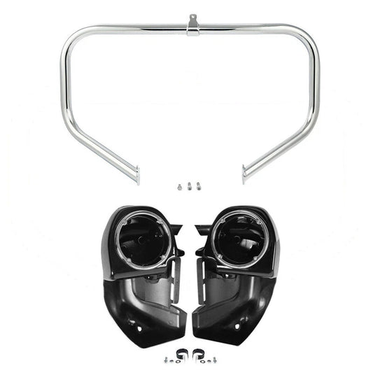 Lower Vented Fairings 6.5" Speaker Pods Crash Bar Fit For Harley Road King 09-13