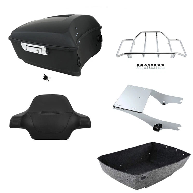 Matte King Trunk Backrest Pad Rack Mount Fit For Harley Street Glide 97-08