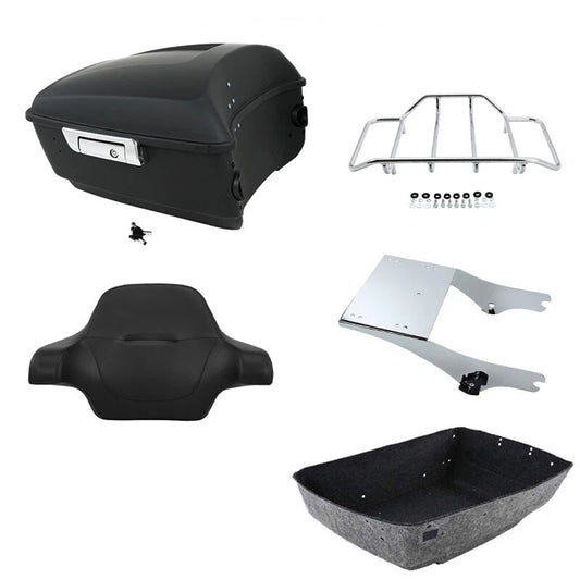 Matte King Trunk Backrest Pad Rack Mount Fit For Harley Street Glide 97-08