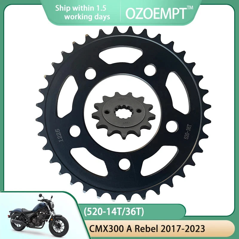 520-14T/36T Front And Rear Sprockets For Honda CMX300 A Rebel 2017-23