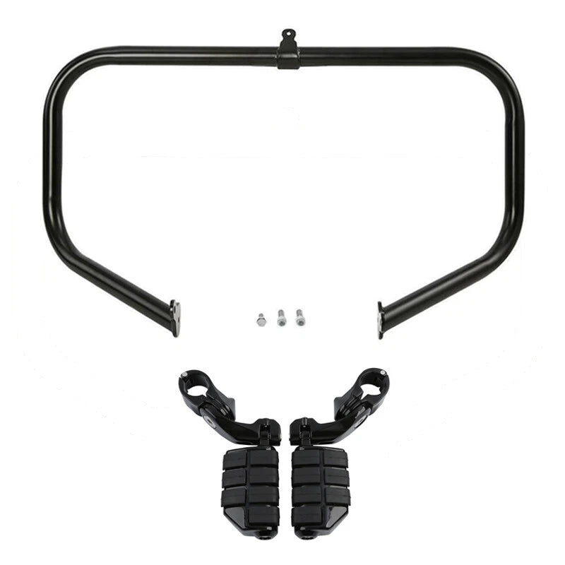 Black Highway Engine Guard Bar Footpeg Pegs Fit For Harley Street Glide 2009-24