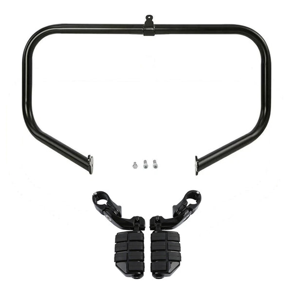 Black Highway Engine Guard Bar Footpeg Pegs Fit For Harley Street Glide 2009-24