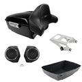 King Trunk Backrest Speaker Mount Rack Fit For Harley Touring Street Glide 14-26